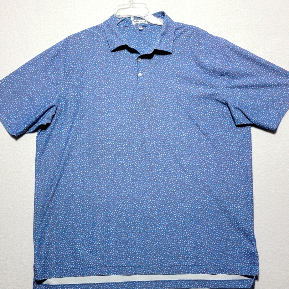 Peter Millar Summer Comfort  Men's‎ Blue Birds Polo Shirt SIZE XXL. #626